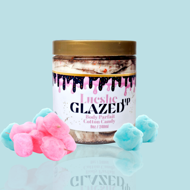 Lucshe Glazed Up Cotton Candy Body Parfait, a luxurious whipped butter, crafted to lavish your skin