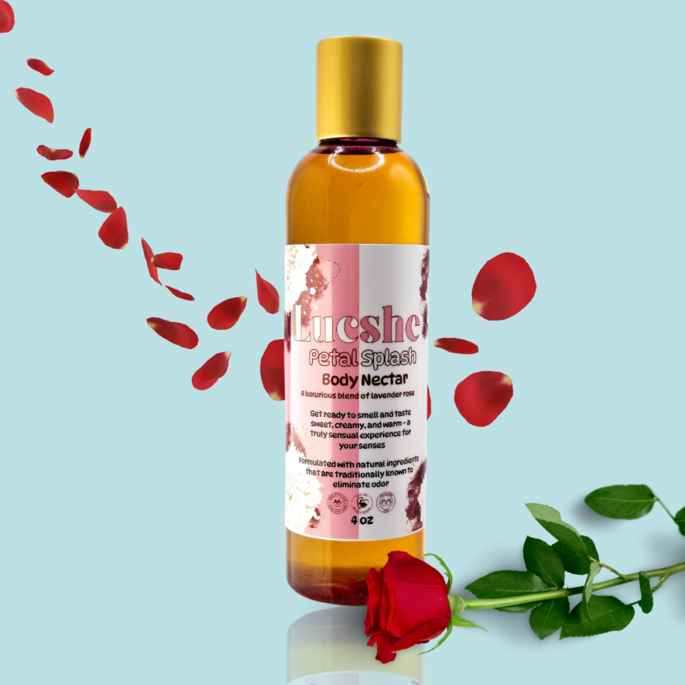 Introducing Petal Splash Body Oil, where the exquisite fragrance of rose and lavender meets the rejuvenating power of hibiscus and calendula herbs, creating a luxurious elixir for your skin.